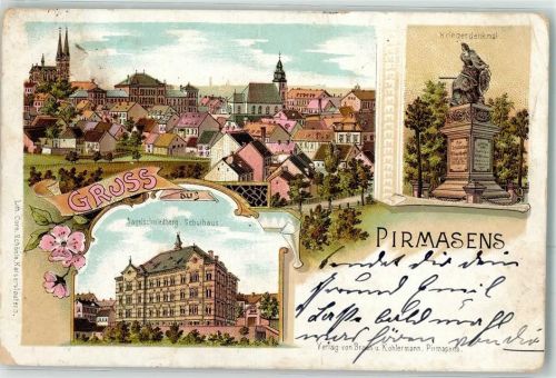 Pirmasens 1902 Kriegerdenkmal Nagelschmiedberg Schulhaus