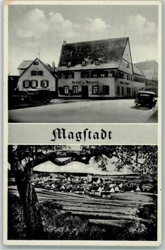 Magstadt Gasthaus-Metzgerei zum Ritter Stauchung Foto AK