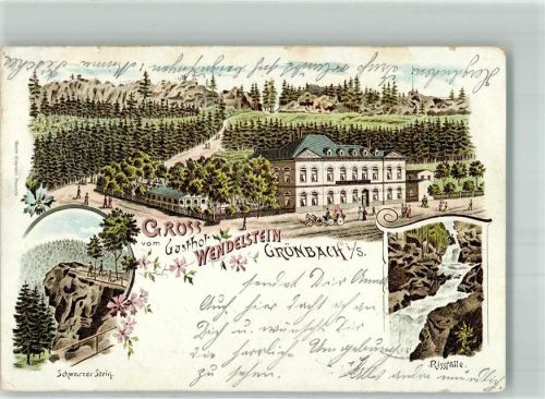 Grünbach 1901 Gasthaus Wendelstein Rissfälle Schwarzer Stein