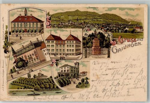 Gailingen 1900 Friedrichsheim Ludwigsheim Schul- und Rathaus Gasthaus Rheinburg