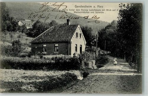 Bad Gandersheim 1909 Waldschlößchen Schanze Waldweg