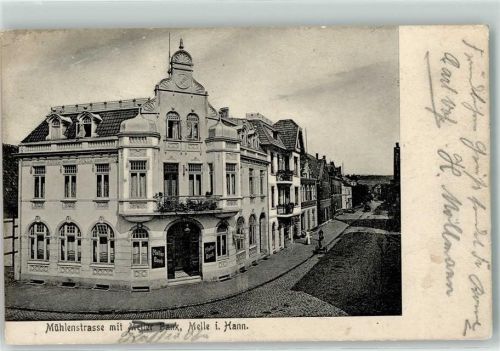 Melle 1911 Mühlenstraße Meller-Bank Emailleschilder