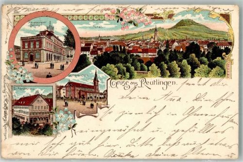 Reutlingen 1904 Hauptpost Ev. Vereinsheim Leonhardskirche
