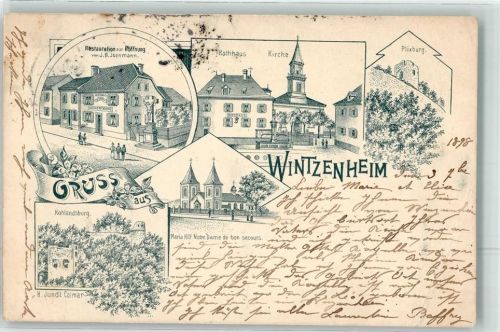 Wintzenheim 1898 Vorläufer Rathaus Kirche Holandsburg Plixburg Maria Hilf Notre Dame Lithographie