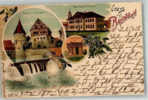 Balingen 1901 Wasserturm Altes Schloss Städt. Frauenarbeitsschule