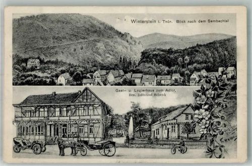 Winterstein 1908 Sambachtal Gasthaus zum Adler sign. Holbein
