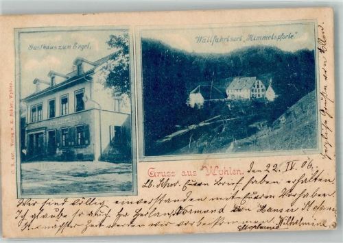 Wyhlen 1906 Gasthaus zum Engel Wallfahrtsort Himmelspforte Erh. II-Stauchung