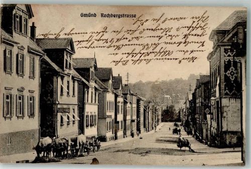 Schwäbisch Gmünd 1910 Rechbergstraße Rinderfuhrwerk