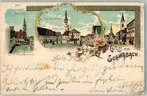 Schwabach 1899 Auf d. Fleischbrücke Untere Reichstraße