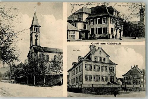 Ohlsbach 1920 Schule Kirche Gasthaus zum Rebstock Inflationsporto