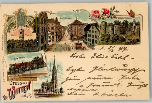 Witten 1897 Helenen-Turm Bahnhofstraße Ruine Hardenstein