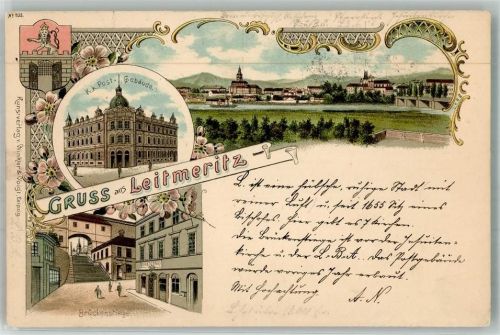 Litomerice ?189 Postamt Brückenstiege Wappen