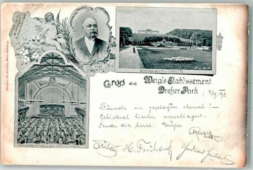 Wien 1898 Gasthaus Weigl Netunsgrotte Dreher Park