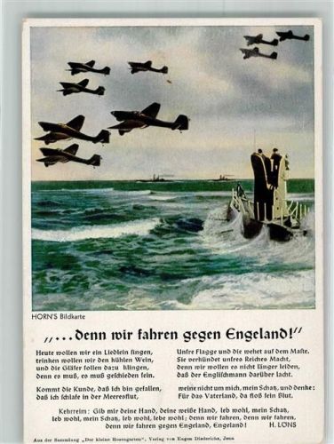 U.Boot Kampfflieger Horns Postkarten : denn wir fahren gegen England Nr. 1940/2