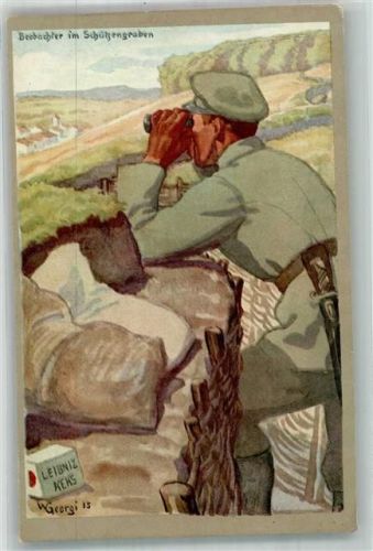 1915 Militär WK I Beobachter im Schützengraben sign. Georgi