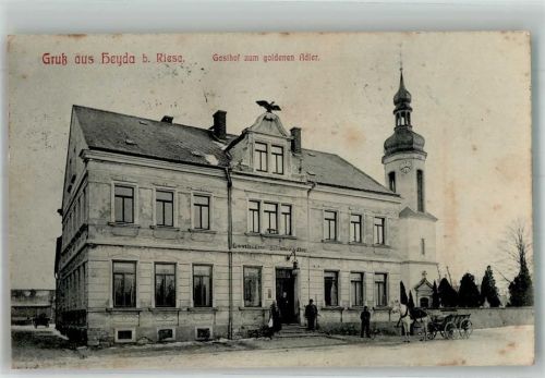 Heyda Gasthaus zum goldenen Anker Fuhrwerk Kirchturm