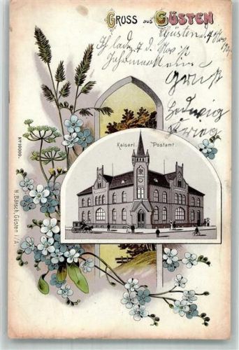 39439 O3256 Güsten , Anh 1905 Lithographie Kaiserliches Postamt