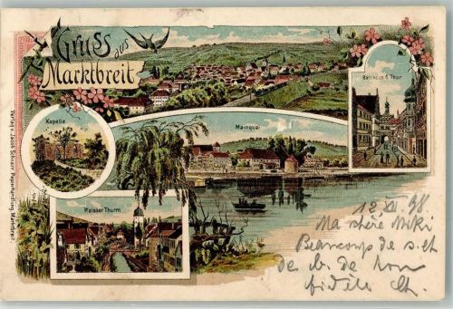 Marktbreit 1898 Rathaus Tor Mainquai Weisser Turm