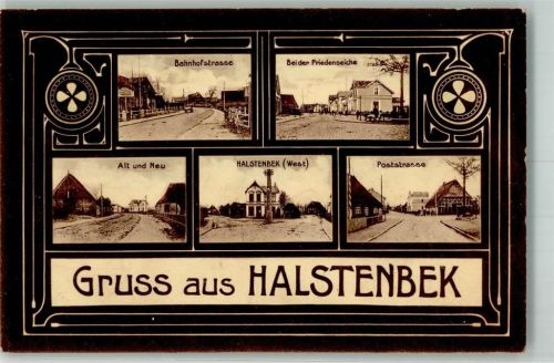 Halstenbek 1912 Bahnpost Hamburg Töndern Zug 1006 14.2.12 Bahnhofstraße Poststraße