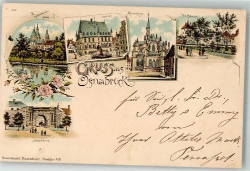 Osnabrück 1895 Verläufer Druck um 1890 Dom Hegertor Rathaus Marienkirche