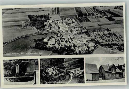 Geckenheim Fliegeraufnahme Schloss Frankenberg Kriegerdenkmal Gasthaus zur frischen Quelle