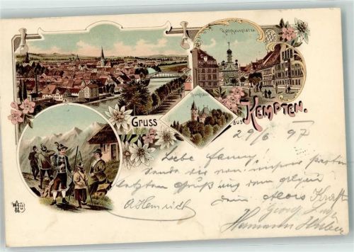 Kempten 1897 Rathausplatz Burghalde Tracht Ottmar Zieher