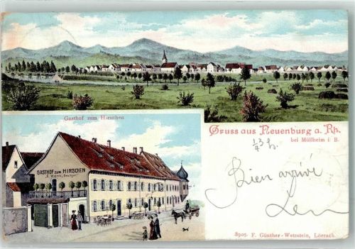 Neuenburg 1905 Gasthaus Zum Hirschen E. Wenk