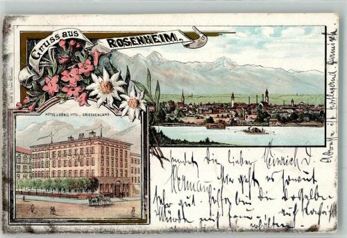 Rosenheim 1898 Hotel z. König Otto v. Griechenland Flößer