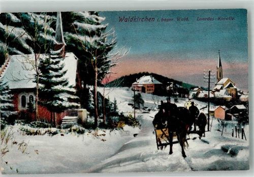 Waldkirchen Pferdeschlitten Lourdes-Kapelle Winter