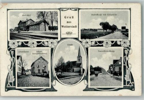 Weiterstadt 1919 Bahnhof Darmstädterstraße Schule Kriegerdenkmal