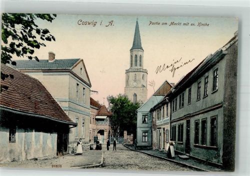 Coswig 1912 Am Markt Ev. Kirche