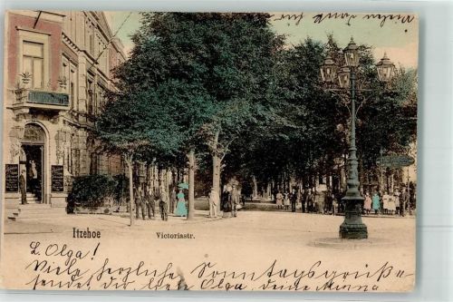 25524 W2210 Itzehoe 1901 - Victoriastraße Straßenkadelaber Bahnhofs-Hotel