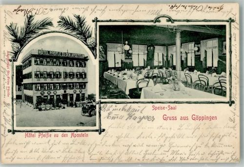 Göppingen 1901 Hotel Pfeifle zu den Aposteln Speisesaal