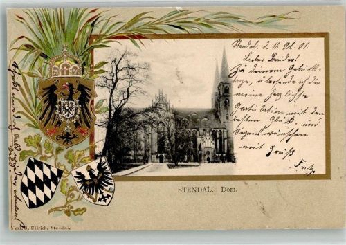Stendal 1901 Dom zu Stendal Wappen Passepartout Private Stendal-Sammlung Barzal