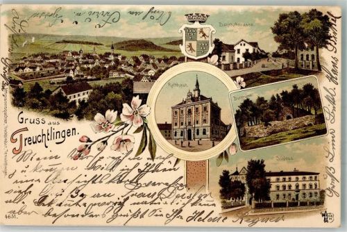 Treuchtlingen 1898 Stadtwappen Rathaus Schloss Burgruine Bahnhofstraße