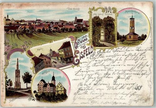 Eisfeld 1901 Siegesdenkmal Schloss Markt Aussichtsturm Otto Ludwig-Denkmal