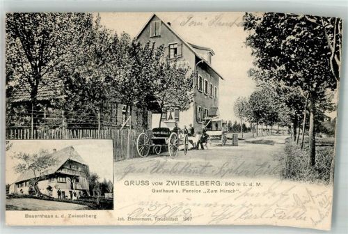 Zwieselberg 1903 Gasthaus zum Hirsch Kutschwagen Bauernhaus a. d. Zwieselberg