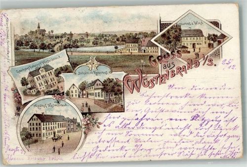 Wüstenbrand 1897 Bahnpost Dresden Reichenbach Zug 237 25.2.97 Gasthaus z. Wind