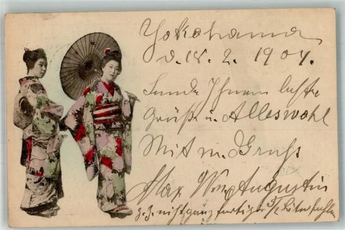 Yokohama 1901 Tracht Geisha Ort handschriftlich