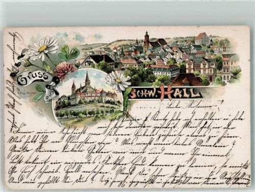 Schwäbisch Hall 1896 Lithographie Comburg