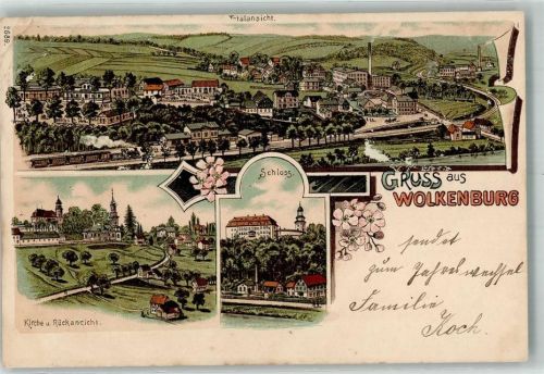 Wolkenburg 1900 Schloss Bahnhof Bahnpost Glauchau-Grossbothen Zug 1472