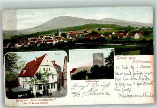 Schloßborn 1904 Schlossruine Gasthaus Zum Schützenhof