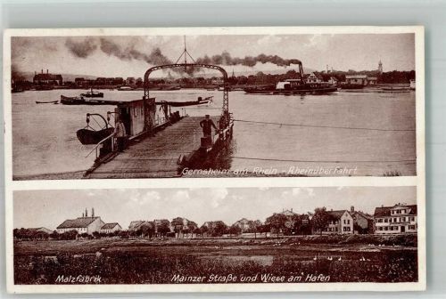 64579 W6084 Gernsheim , Rhein - Rhein-Fähre Mainzer Strasse Malzfabrik Bahnpoststempel