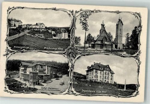 Brückenberg Karpacz Gorny Foto AK Kirche Wang Hotel Sanssouci Villa Most