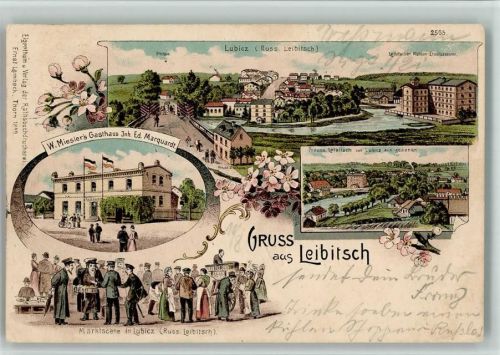 Leibitsch 1902 Jüdische Händler Gasthaus Marquard Lithographie