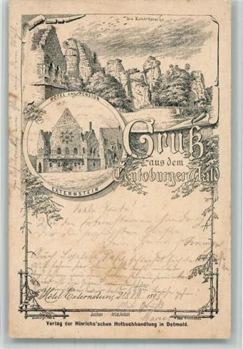 Horn-Bad Meinberg 1895 Vorläufer Druck um 1880 - 1889 Hotel-Pension Externstein Externsteine Teutoburger Wald Bahnpost Herford-Altenbergen Zug 10