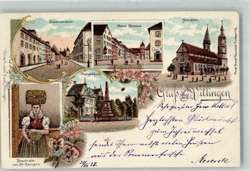 Villingen 1899 St. Georgener Volkstracht Brauttracht Post Bickenstraße Obere Straße Münster