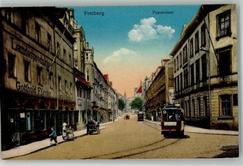 Freiberg 1916 Poststraße Straßenbahn 6. Genesungs Kpmp. II. Ers. -Batl. Res.-Inf.-Regt. 102