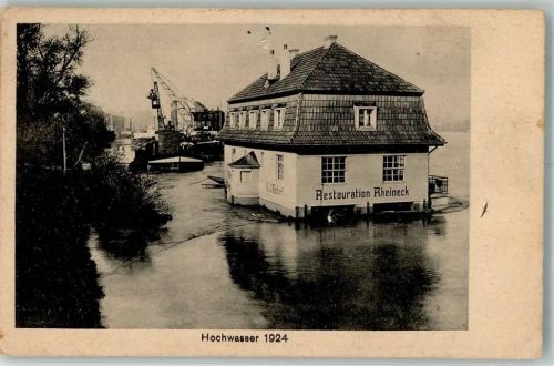 Wesseling Hochwasserkatastrophe 1924 Gasthaus Rheinbeck 2x Reisnagelloch