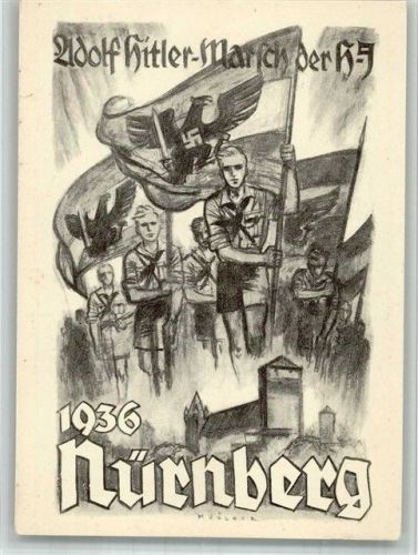 Nürnberg 1936 Adolf Hitler Marsch der HJ Jugend